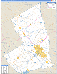 College Station-Bryan Metro Area Wall Map Basic Style 2026